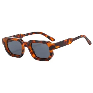 New Arrival Retro Square Thick Small Frame Sunglasses Tortoise Shell Rectangle Unisex Lenses Gradient Blue Transparent