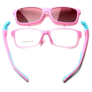 New Arrival Top Fashionable Vintage High Quality Durable Square Full Rim Kids Eyewear Frame Children Silicone Polarized