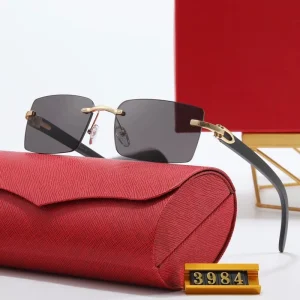 New Brand square Frameless Luxury Retro Car Sunglasses Fashion Designer Men and Women Sun Glasses with logo and Box