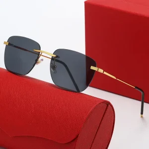 New CAR Frameless square Sunglasses for Men and Women Ultralight UV400 Fashionable Trendy High end Luxury Designer Sun Glasses