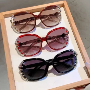 New Crystal Thick Frame Sunscreen Uv400 Sunglasses Men and Women Luxury Square Sunglasses