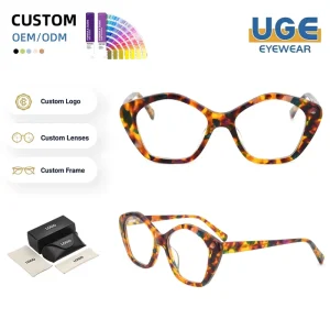 New Custom Latest Women Thick Acetate Eyewear Brand Acetate Optical Frames Polygon Designer Eyeglasses Frame for Daily Life