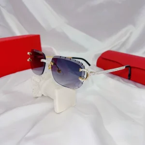 New Cut Lens Sunglasses Square Rimless Sunglasses High Quality Unisex Diamonds Shiny Sun Glasses Rhinestones Sunglasses