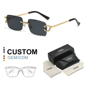 New Cut Lens Sunglasses square Rimless Sunglasses High Quality Unisex Diamonds Shiny Sun Glasses Rhinestones Sunglasses