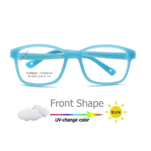 New Design Photochromic Square Eyewear TR90 Glasses Change Color Outdoor for Kids Diamond Children
