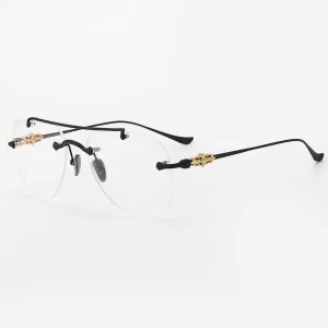 New Design Star Pilot Frameless Pure Titanium Black Silver Gold Fashionable Print Reading Glasses Unisex Order Online