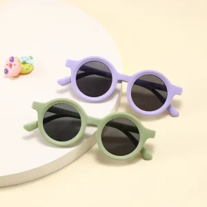 New Fashion Cute Round Frame Silicone TAC Polarized Kids Sun Glasses Anti UV Children’s Sunshade Sunglasses in Yellow Pink
