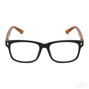 New Fashion Durable Wood Grain Spring Hinge Full Rim Reading Glasses White Lens Blue Light Blocking Unisex for Middle-Aged