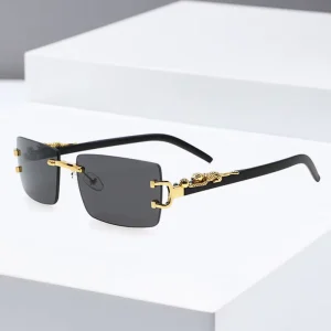 New Fashion Frameless Square Sunglasses Men Women Trendy Leopard Temple Cross Border Eyewear UV400 Anti reflective