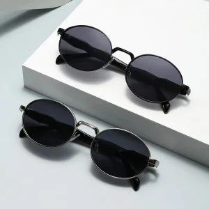 New Fashion High End Round Frame Metal Sunglasses for Men and Women Retro Trendy Travel Sunglasses