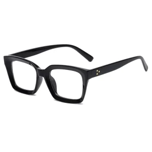 New Fashion Lightweight Blue and Black Frame Eyeglasses Large Square Model Flat Glasses for Unisex Anti Blue Light Trend