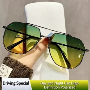 New Fashion Retro Yellow green Lens Sunglasses Colorful Oversized Frame Sunglasses for Men and Women