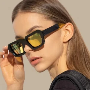 New Fashion Shades Customize Printing Logo Double Colors Frame Words Sunglasses