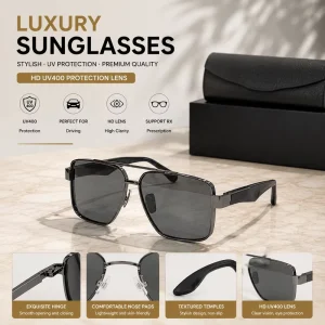 New Fashion Square Sunglasses Luxury Metal Frame UV400 Protection Shades Outdoor Driving Eyewear Support Sunglasses Supplier