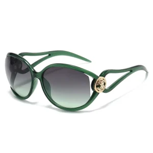 New Fashion Women Sunglasses White Black Frame Gold Logo UV400 Protection Lightweight Anti Glare Full Rim for Streetwear