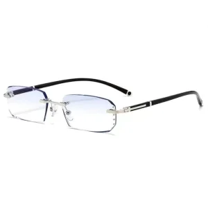 New Fashionable Diamond Cut Rimless Reading Glasses Anti Blue Light Anti Radiation Anti Fatigue for Middle Aged Elderly People