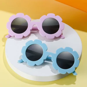 New Flower Frame Kids Sunglasses Cute Round Floral Children Shades Trendy Toddler Outdoor Beach Party Eyewear for Baby Girls