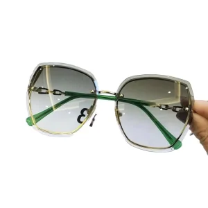 New Frameless Cut Edge Diamond Sunglasses Fashion Trend Large Frame Sunglasses Ocean Lens Street Style Sunglasses