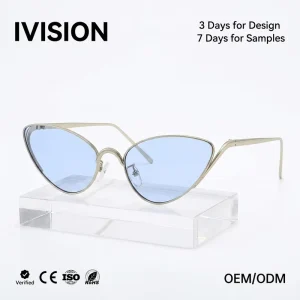 New Full Frame Metal Cat Eye Sunglasses Women Edgy Retro Instagram Chic UV Protection