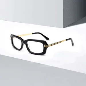 New Glasses Black High Quality Vint Age Eyewear Acetate Design Unisex Small Frame Rectangle Eyewear