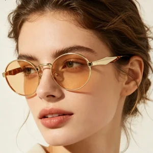 New High End Retro Metal Oval Frame Sunglasses Women Design Y2K inspired Sunglasses Eyewear for Summer Beach Vacation Outdoor