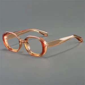 New High Grade Glossy Blight Amber Small Oval Eyewear Anti blue Light Spectacles Thick Frame Custom Myopia Optical Glasses Frame