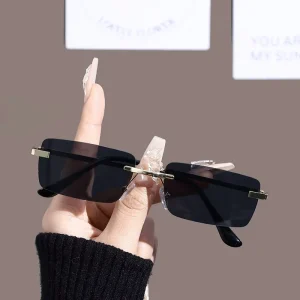 New Hot selling square Rimless Sunglasses for Men Women High Sense Simple Trend Durable Sunglasses