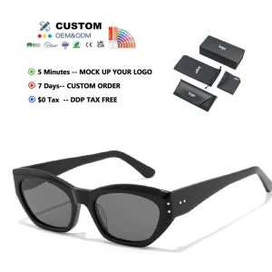 New Italian Style Punk Acetate Frame Full Frame Polarized Sunglasses Women’s Rivet Design Cat Eye Men’s Trendy Fashion Glasses