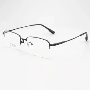 New Men’s Lightweight Luxury Vintage Rectangle Pure Titanium Semi Rimless Foldable Eyeglass Frames for Reading Glasses