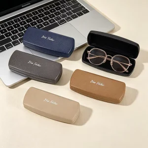 New Pebbled Leather Eyeglasses Case Metal Sunglasses Case Custom Logo Shockproof