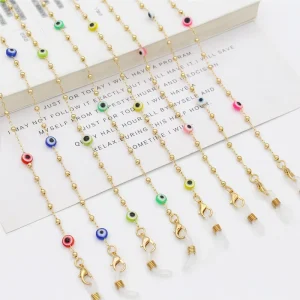 New Popular Beaded Eyewear Glass Enamel Eye Charm Sunglasses Mask Chain Facemask Holder Accessories