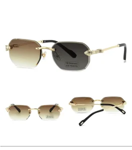 New Retro Rimless Fashion Men Glasses Photochromic UV Protection Retro Streetwear Shades Women Sunglasses