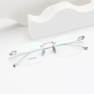 New Retro square Pure Titanium Rimless Men Business Glasses Frame OEM ODM Can Be Customized High Quality Optical Eyeglass Frames