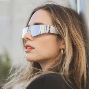 New Rimless Sunglasses One Piece Futuristic Punk Sports UV400 Optics New Fashion Trend Gafas Sunglasses