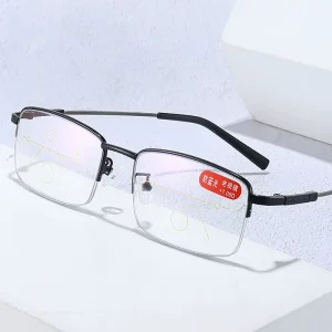 New Smart Metal Frame Progressive Multi focus Far and Near Dual use Anti Blue Ray Anti Radiation Multifocal Reading Glasses