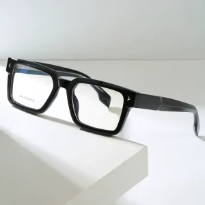 New Square Chunky Frame Hinge Style Anti Blue Light Glasses with Customizable Prescription Lenses Full Rim Eyeglass Frames