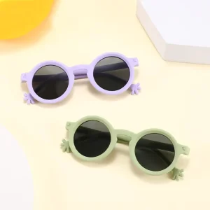New Style Cute Round TPEE Flexible Kids Sunglasses Lightweight Comfortable Anti Radiation Lenses UV400 Protection