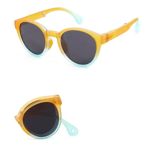 New Style Fashion Round Polarized Children’s Foldable Sunglasses Outdoor Sunscreen Foldable Sunglasses Kids With Cases