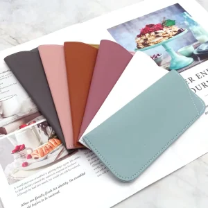 New Style Rectangle Glasses Storage Bag Simple Portable Dustproof Eyeglass Pouch Solid Color PU Leather Soft Side Opening