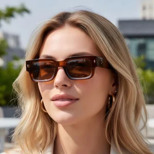 New Stylish square Retro Versatile Arrow UV400 Sunglasses Rivets Trendy European American Unisex High end Street Style Look