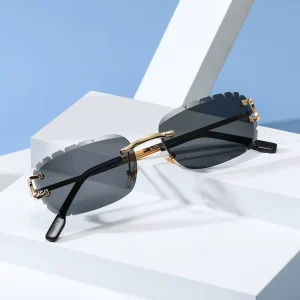 New Sunglasses Brand Design Luxury Rimless Metal Sunglasses Men Women High Quality Fashion Sunglasses