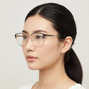 New Trendy Optical Glasses Metal Alloy Full Rim Frame for Women Diamond Face Shape Custom Eyeglass Frames