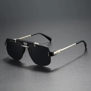 New Trendy Retro Metal Double Beam Sunglasses Ins Personalized Frameless Outdoor Driving Casual Sunglasses