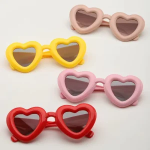 New Trendy UV400 Oval Baby Outdoor Sunglasses Red Pink Cute Love Heart Shape Kids Children Smart Glasses