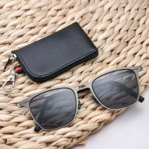 New Ultra light Stainless Steel Folding Sunglasses Polarized Fishing Outdoor Retro Square Sunglasses for Women Men