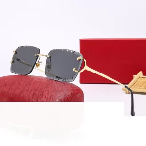 New Unisex Frameless Cut Edge UV400 Sunglasses Personalized Square Frame Fashion Colored Street Style Trendy for Photos