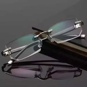 New Vintage Reading Glasses Men Diamond Cut Metal Anti Blue Light Blocking Rimless Reading Glasses