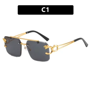 New Women’s Full Frame Double Beam Square Sunglasses with UV400 PC Lenses Green Colored Fashion Trendy Design