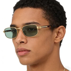 Nylon Lens Metal Sunglasses Small Rectangular Acetate Frame UV400 for Men and Women