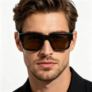 OEM Black Vintage Square Acetate Sunglasses for Men